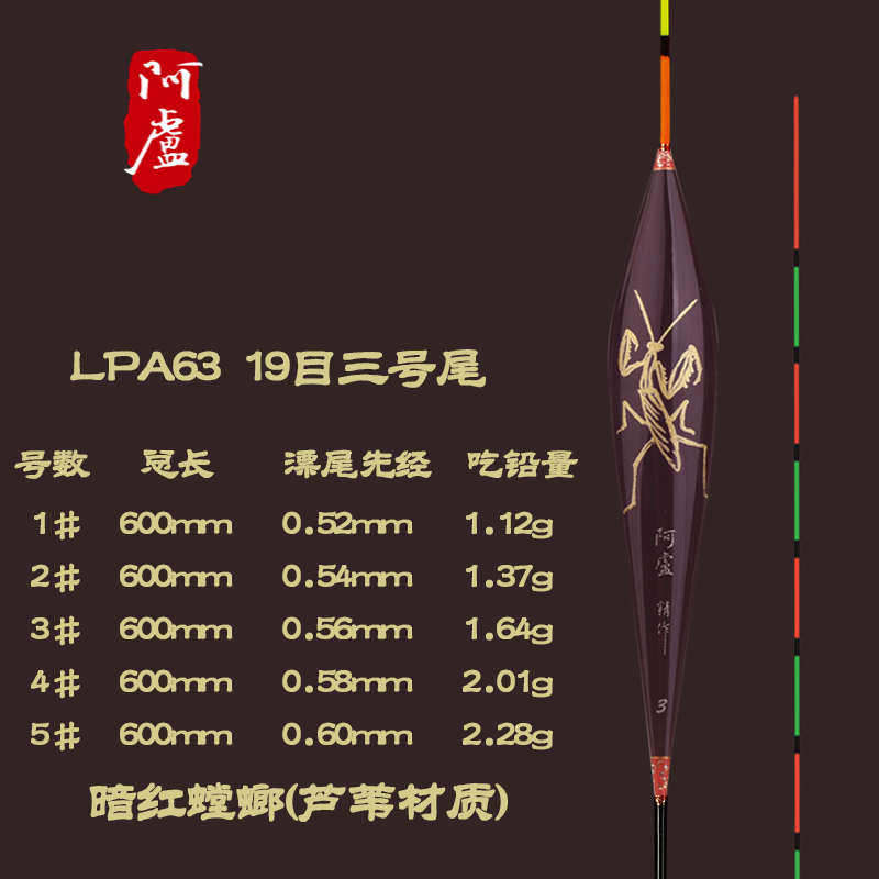 阿卢浮漂a63黑坑霸主鲫鱼鲤鱼芦苇浮漂LPA63灵敏抗风浪稳全能王