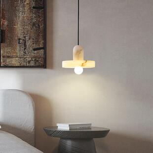 轻奢创意天然云石餐厅卧室床头小吊灯吧台设计师吊线广东中山灯具