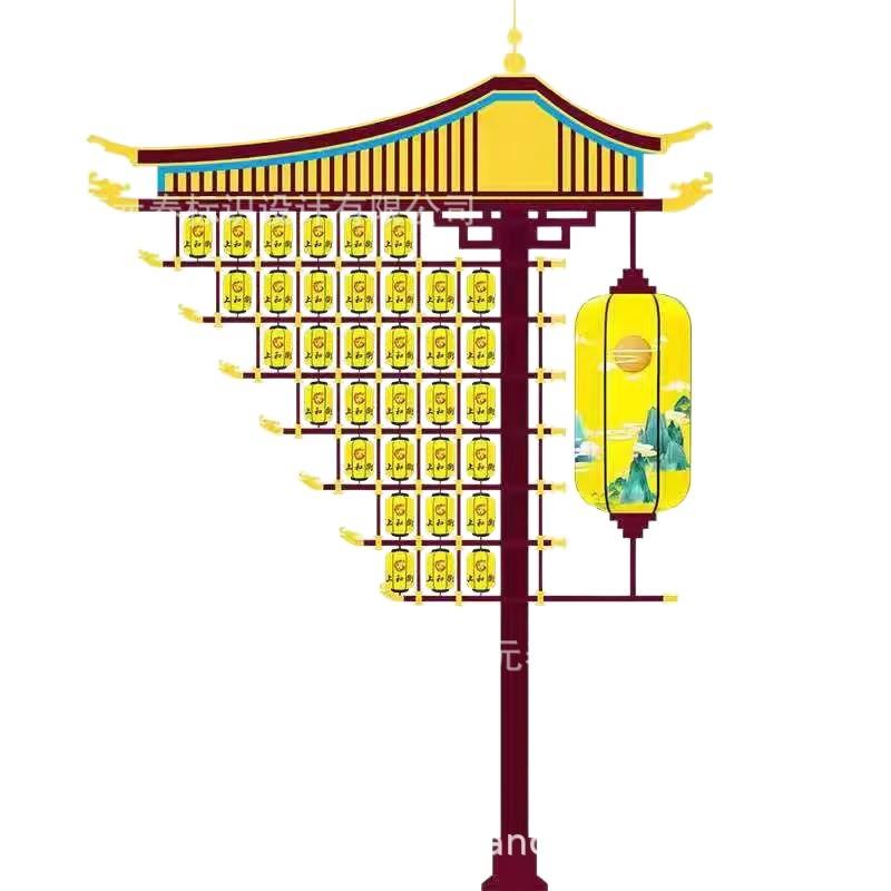 不夜城大唐灯笼文旅景区户外防水仿古街道国潮PE亚克力八角宫灯架