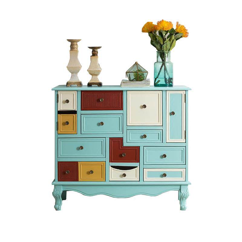 欧美式乡村新古典斗柜桌玄关门厅隔断田园彩绘实木装饰储物多斗柜