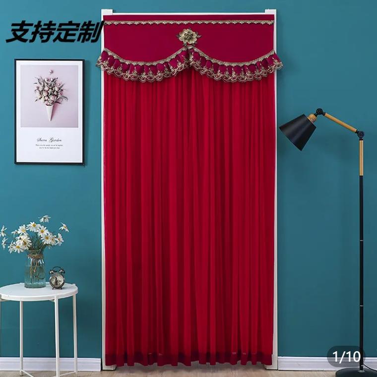 室内高档门帘四季通用防蚊蝇免打孔装饰帘隔断帘不透光挂帘