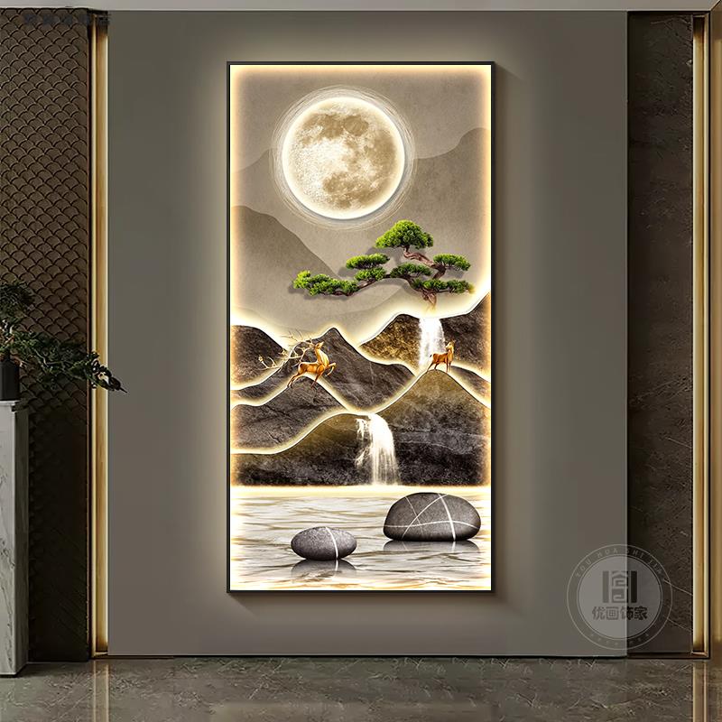 网红新中财式聚鱼入户玄关装饰画新款别墅店正对酒门高感级挂画图片