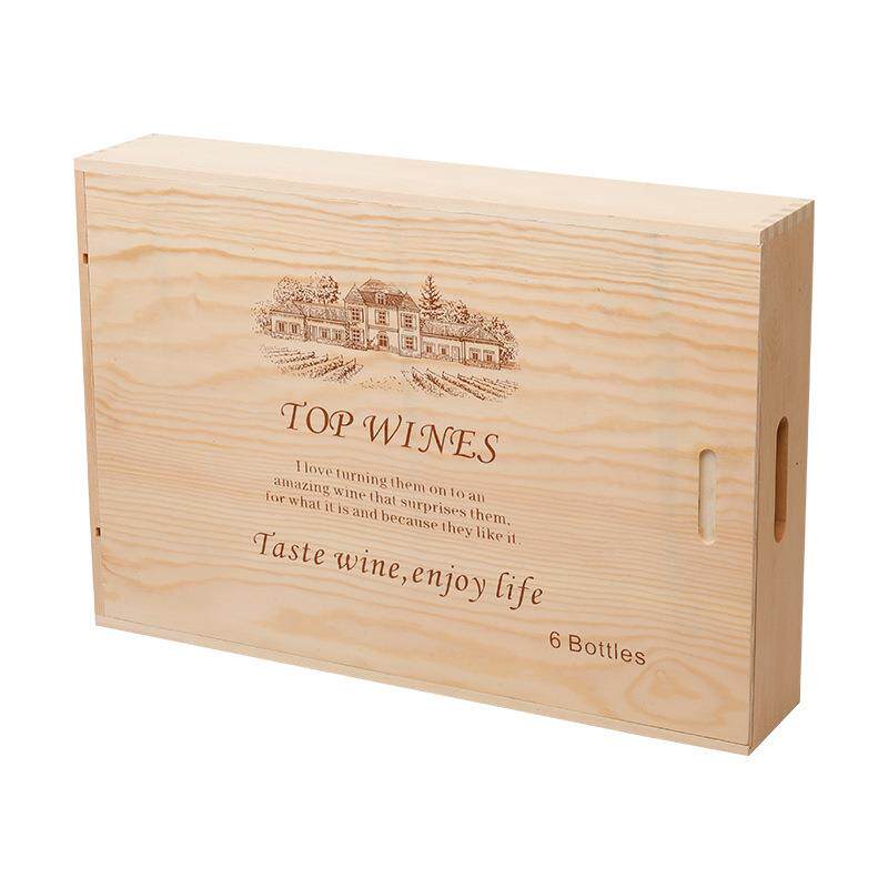 OQ5M红酒木箱六支装葡萄酒礼盒实木质红酒木盒6只装酒包装盒