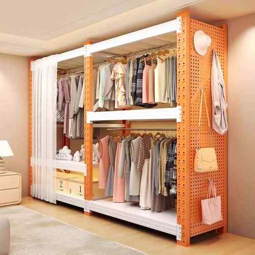 货架衣柜简易组装卧室房间衣帽间收纳架子落地开放步入式角钢衣架