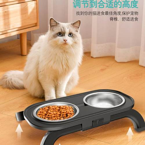 新款直销亚马逊新款宠物碗 可调高度升降折叠猫碗 猫碗狗碗猫咪不