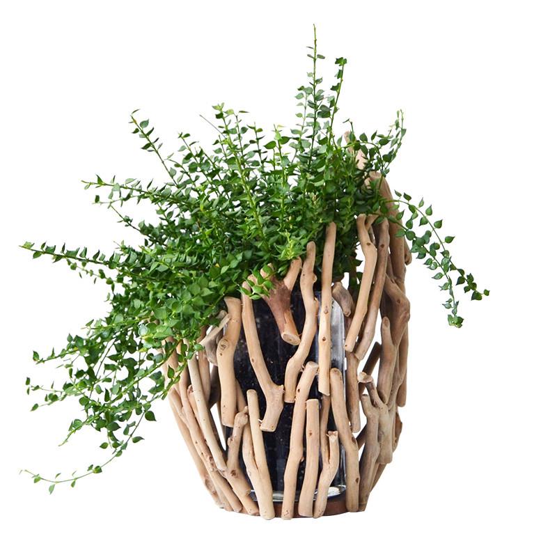 木质花瓶摆件客厅插花干花花装饰家居餐桌面摆设绿植花艺