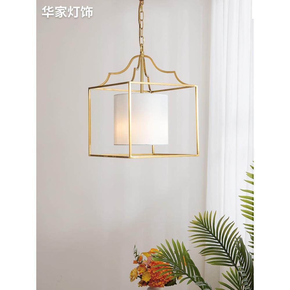 美式乡村吊灯餐厅灯复古正方形书房卧室个性创意阳台玄关门厅灯具