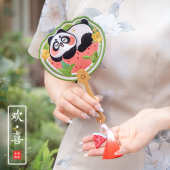 定制国风刺绣文手扇子创 饰丽钱异形异形荷花扇子 摇扇小便携 装