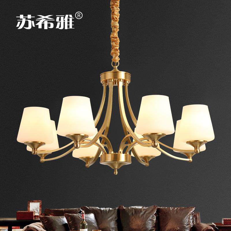 全铜吊灯美式客厅灯简约现代田园餐厅灯个性创意家用卧室书房灯具