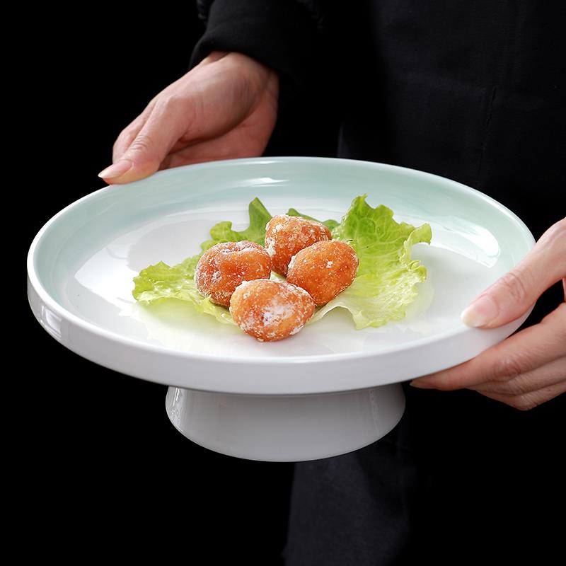 贝鑫高脚果盘水果盘日式家用零食盘复古陶瓷坚果碟点心零食盘托盘