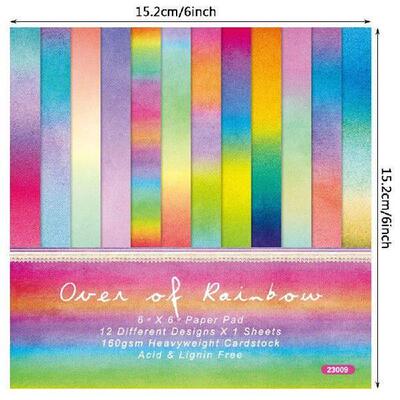 12 Pcs Gradient Color Background Craft Paper Collage Label
