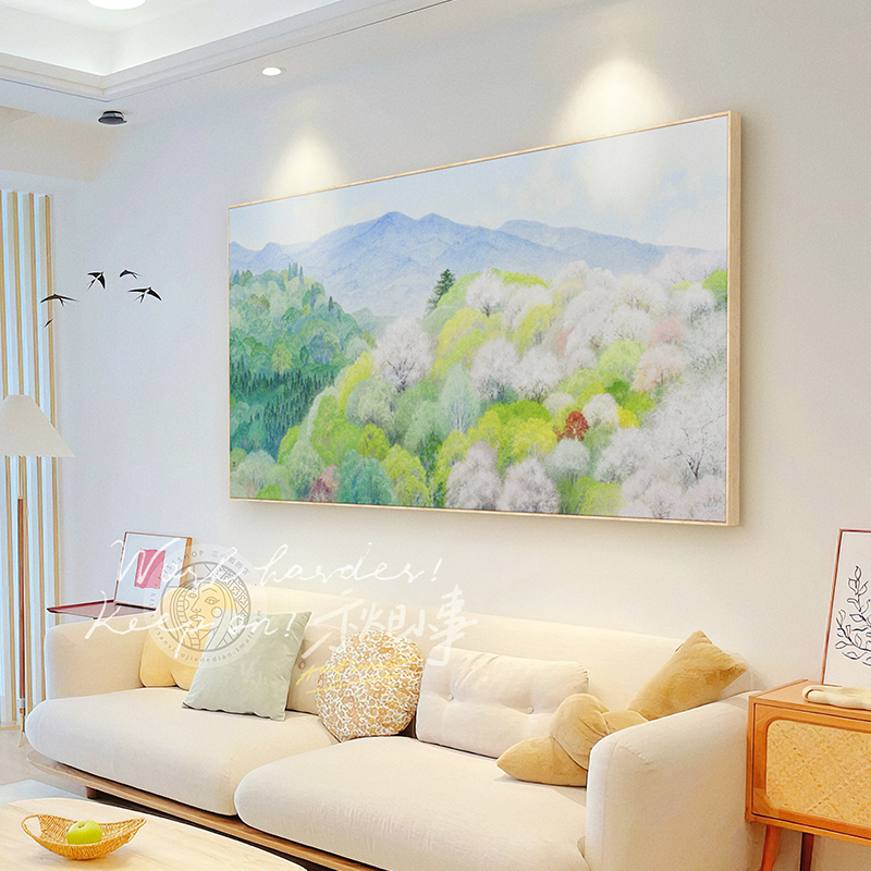 】挂画日式风景联名野地沙发原木美墙子卧室客厅装饰画树【背景风图片