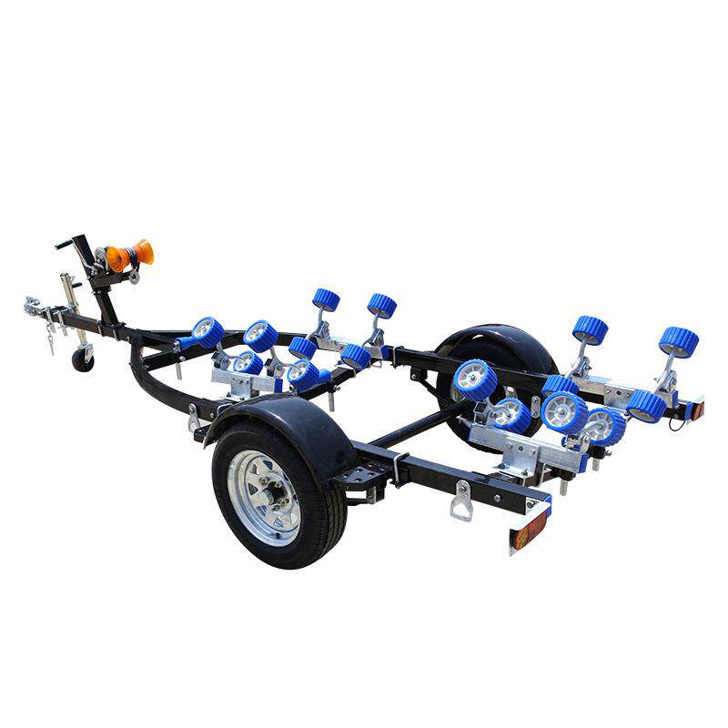 IB420黑色滚轮款游艇拖车 手推船舶摩托艇游艇工具拖车 山东厂家