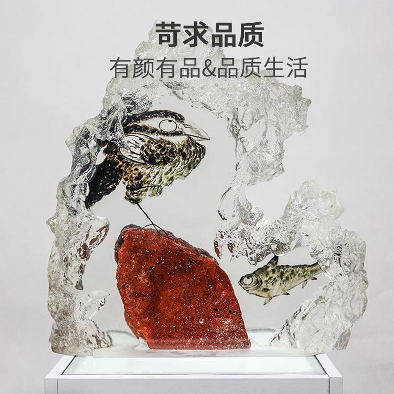 轻奢山石系列透明雕塑装饰品客厅电视柜网红创意摆件大型水晶饰品