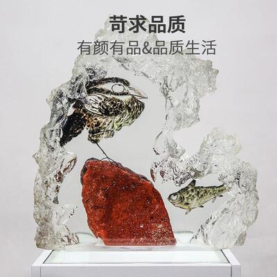 轻奢山石系列透明雕塑装饰品客厅电视柜网红创意摆件大型水晶饰品