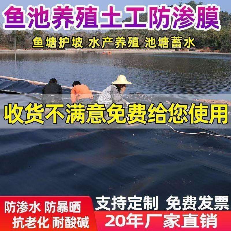 鱼塘防渗膜蓄水池鱼池防水布加厚土工膜黑色薄膜屋顶防漏专用膜