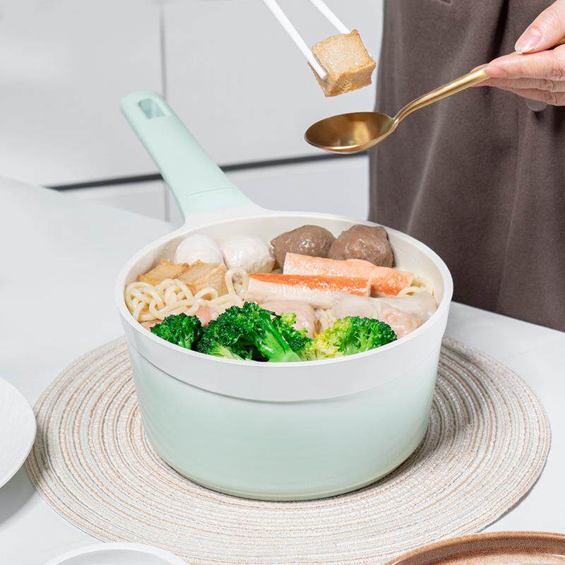 无de宝bo德铂含钛奶锅宝辅食18cm铝合金莎涂层无品牌/不粘锅罗妮