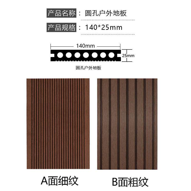 塑木地板圆孔竖纹户外防腐木露台花园室外阳台庭院塑生态木
