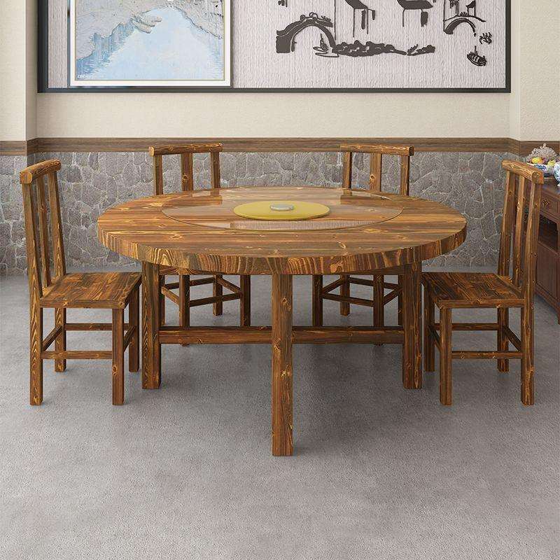 实木圆形餐桌LJY圆椅组合加厚折带转酒店大桌面板餐厅饭店夜盘叠