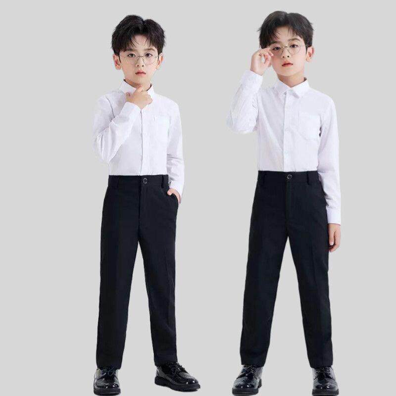 男童衬衫礼服儿童白衬衣黑裤子套装中大童正装小学生钢琴演出服春