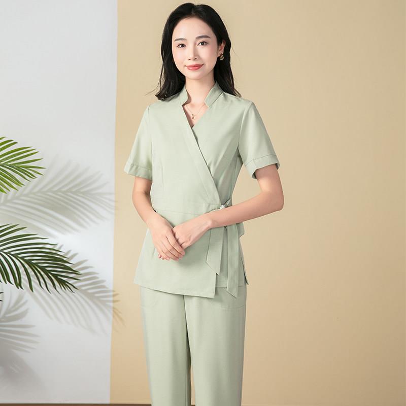 美容师工作服女高端美容院养生馆足浴技师短袖透气工服套装夏