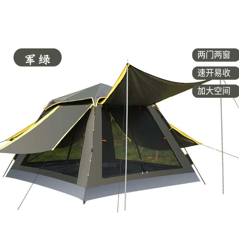 野营露营全自动户外用品-弹簧3人4帐篷开顶帐篷速厂家帐批发四方
