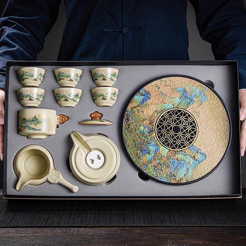 汝窑功夫茶具套组2025新款德化陶瓷泡茶泡壶杯轻奢高档礼盒送长辈
