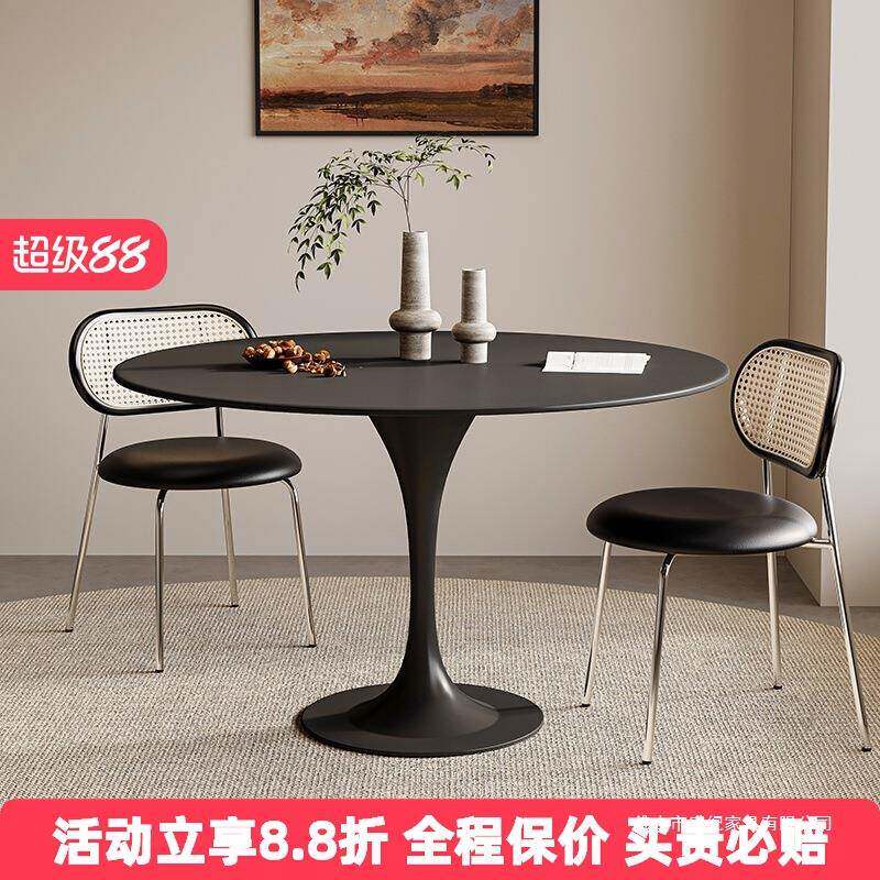 圆形餐桌家用小户型餐厅咖啡圆桌吃饭桌子奶茶店接待洽谈桌椅套装