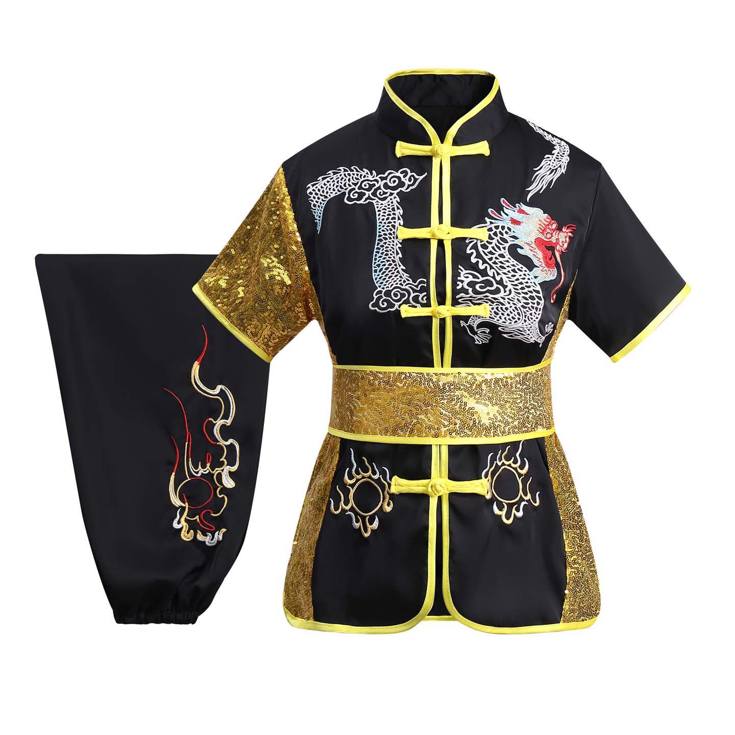 儿童武术服刺绣龙太极服彩服南拳表演服男女武术竞赛比赛演出服装