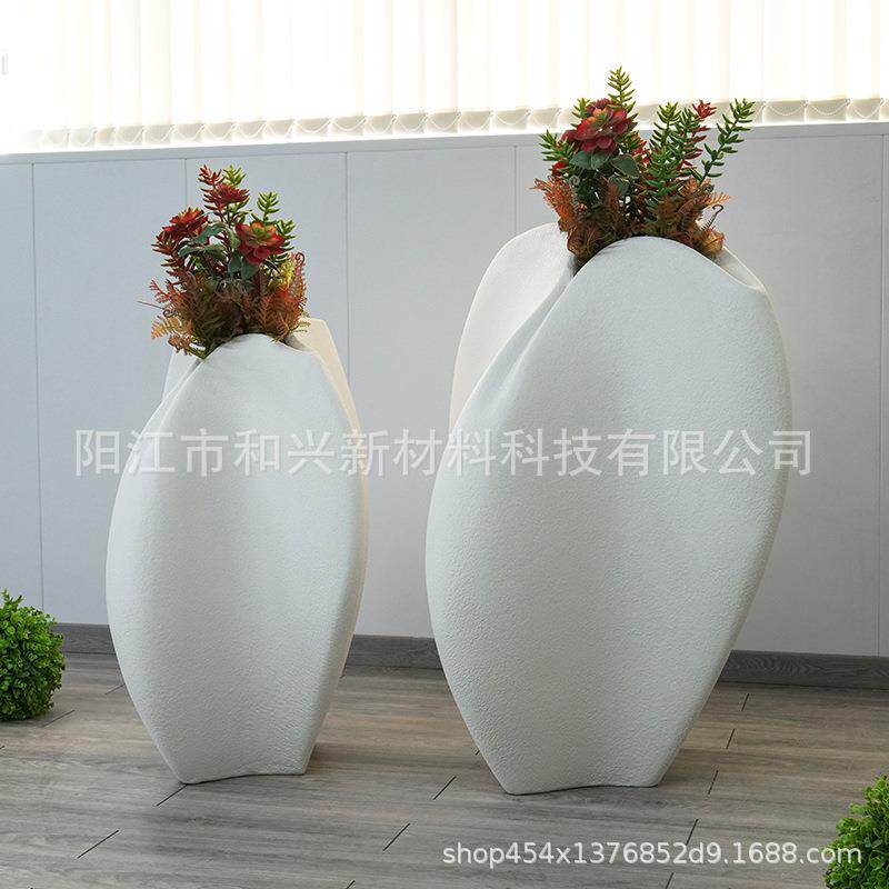 厂家异形杨桃水泥花瓶室内商场种植盆栽户外玻璃钢花盆落地摆件