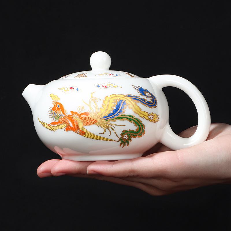羊脂玉德化白瓷变色茶壶家用办公室泡茶单壶西施壶龙凤遇热变色壶