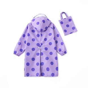 幼兒園寶寶小學生防雪防風雨披 輕薄速干兒童雨衣紫色圓點長款