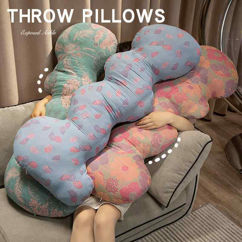 花布长条抱枕床上侧睡夹腿枕懒人大波浪家用沙发靠垫午睡枕头