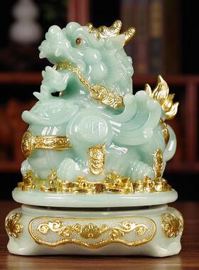 玉石飞天貔貅摆件客厅前台办公桌收银柜台招财摆设公司店铺开 业