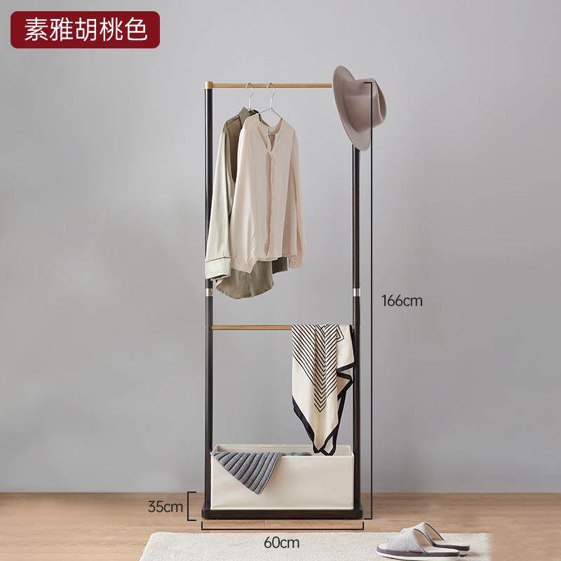 高档多置功能奢落地衣帽架家用厅卧室转角轻实木隔客夜收纳物挂衣