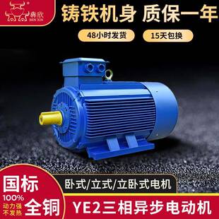 YE2 国标电机110w 4极三相异步电动机45W55w75w90w卧式