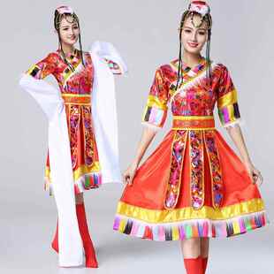 藏族水袖 广场舞成人新款 舞蹈服 女演出服套装 少数民族服装