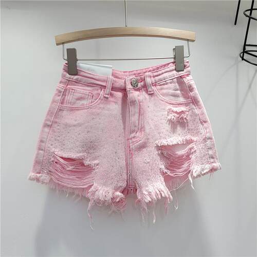 With Rhinestones Women's Denim Shorts XL Trend 2025