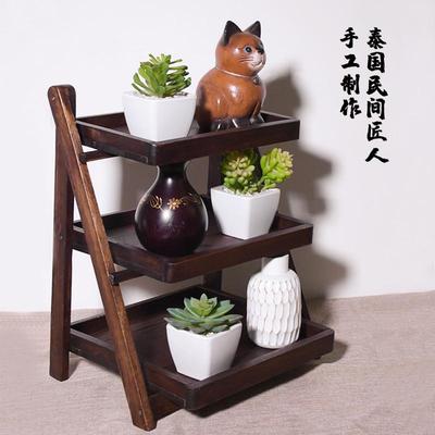折叠三层置物架桌面浴室卫生间厨房台面木质收纳家用多功能实木架