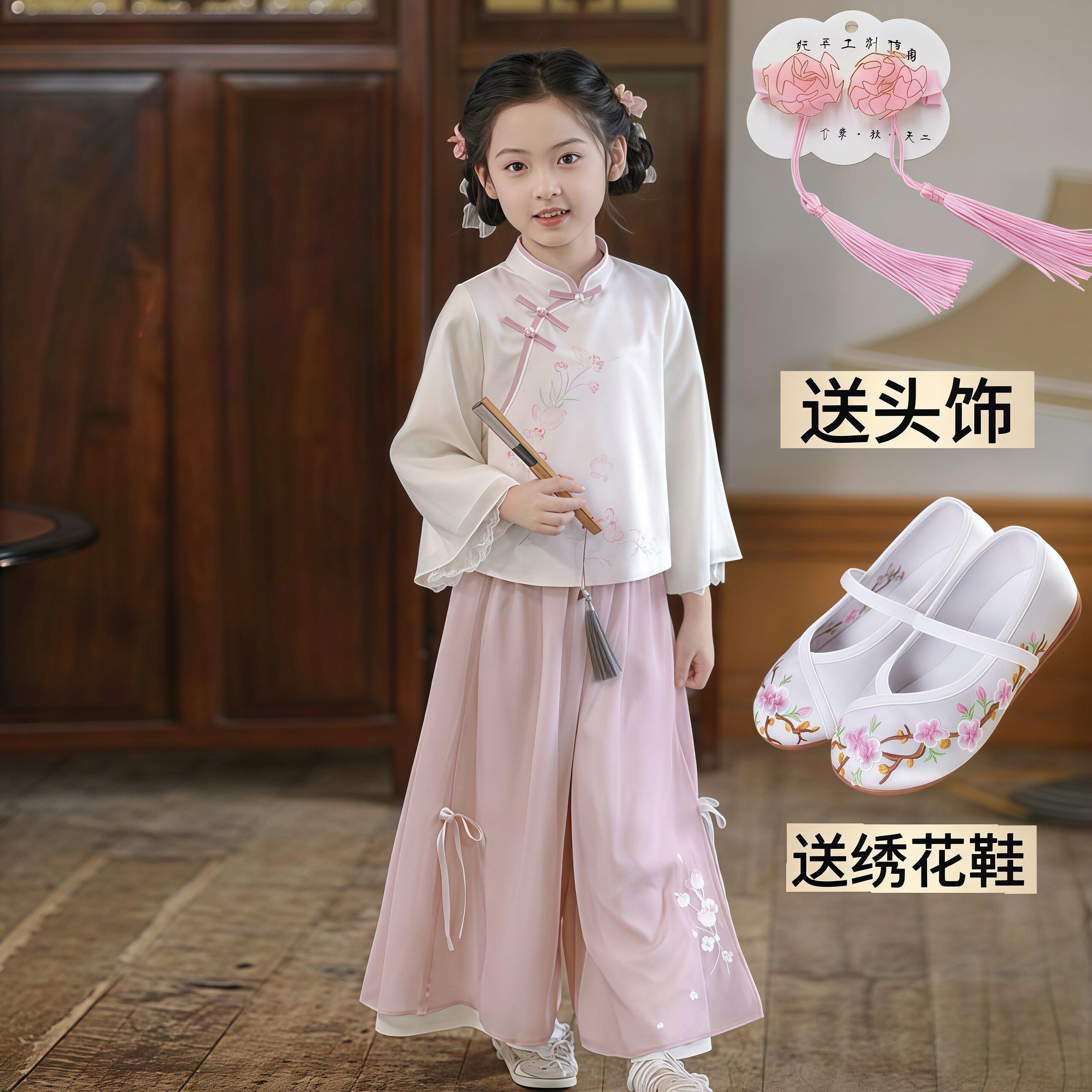 汉服女童套装2026新款春装儿童国风唐装古风新中式日常可穿套装春图片