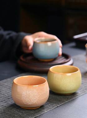 新款开花茶杯主人杯单杯开片高档个人专用陶瓷功夫茶具冰裂纹茶盏