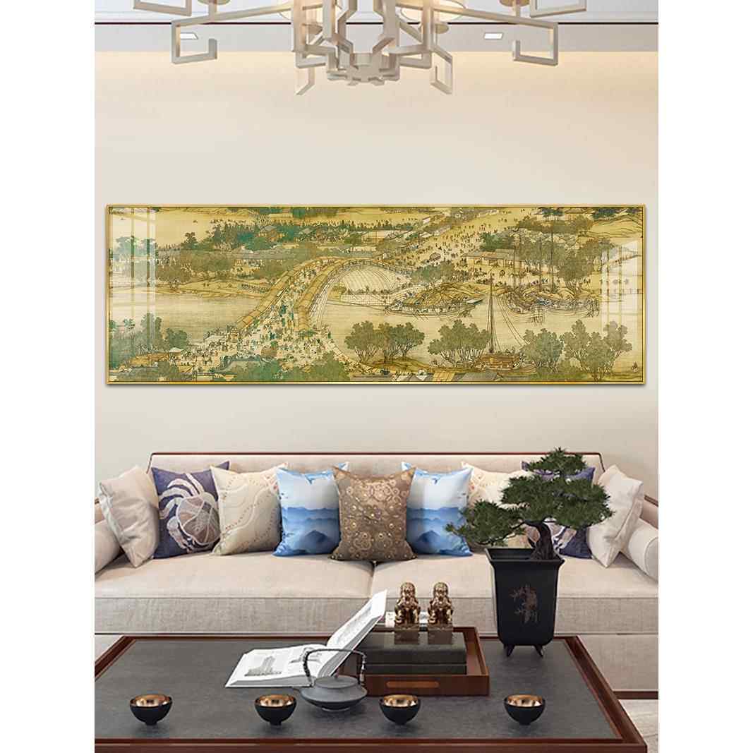 清明上河图装饰画挂画壁画沙发背景墙画横版国画中式名画轻奢简约