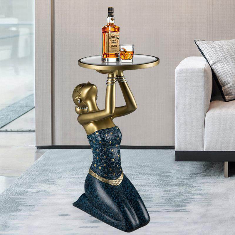 傣族风格无障碍豪华高端落地摆件收纳托盘旁边的电视柜创意艺术家