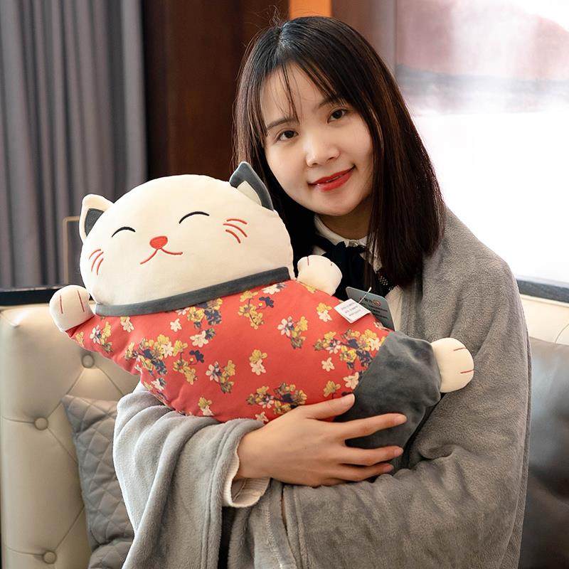 座汽车载猫抱枕被车上子两后排靠背垫午休用毯椅237护腰腰枕毯#