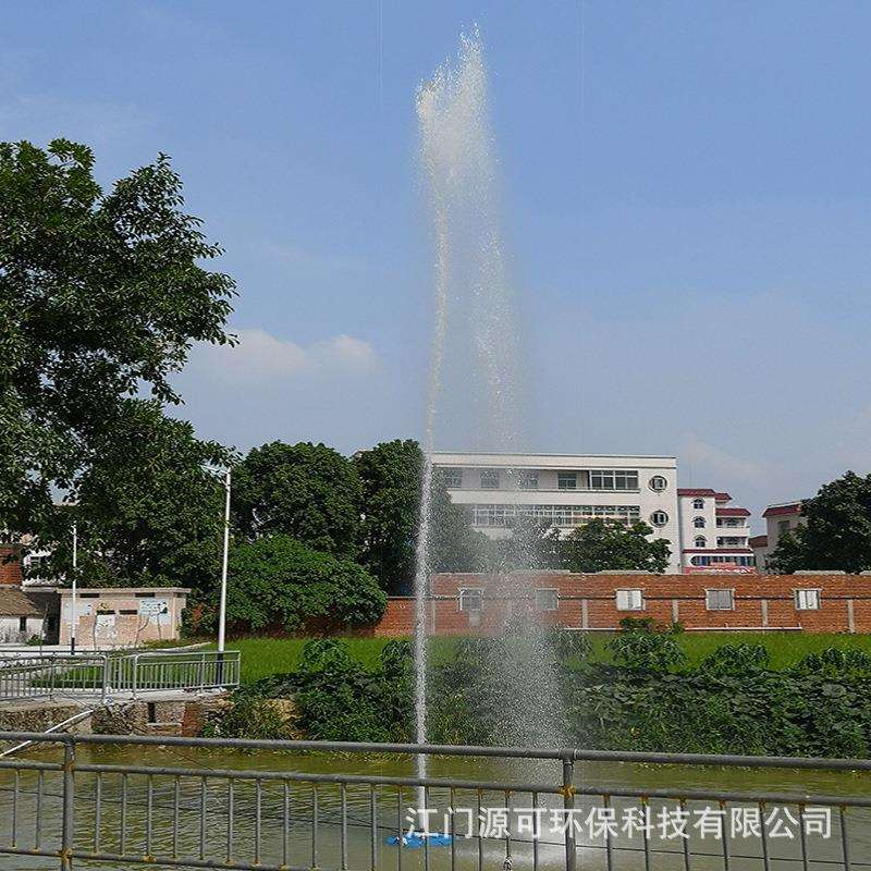 高喷直线向上曝气机夜景(七彩LED灯光)不锈钢高喷直线曝气机