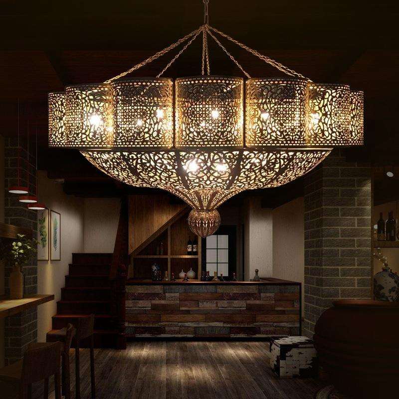 厂家镂空雕花吊灯泰国异域风情漫咖啡过道灯餐厅酒店全铜吊灯