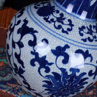 景德镇陶瓷仿古裂纹手绘青花瓷天球瓶家居装饰工艺品摆件厂家发货