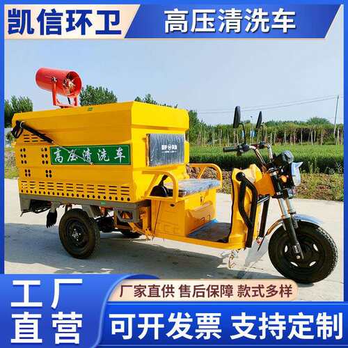 电动小型洒水高压清洗车 带雾炮高压冲洗车 电动三轮高压清洗车