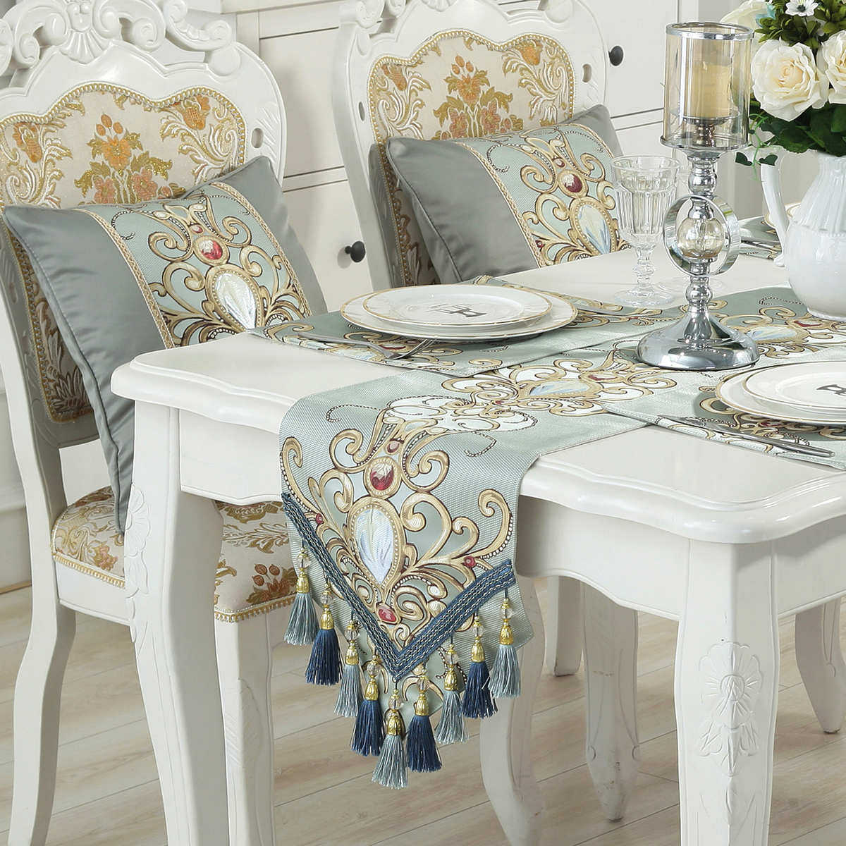 桌旗欧式现代简约茶几餐桌装饰布床旗床尾巾民族风绣花桌盖布,居家布艺,桌旗,淘宝优惠券,粉丝福利购,淘宝优惠卷