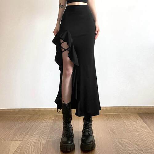Women's waist bag, hip tie, slit edge skirt